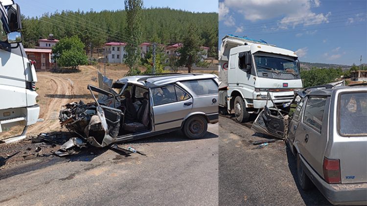 Kamyon ile otomobil kafa kafaya arpt