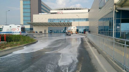 Mersin ehir Hastanesine kan tm gzergahlar dezenfekte edildi