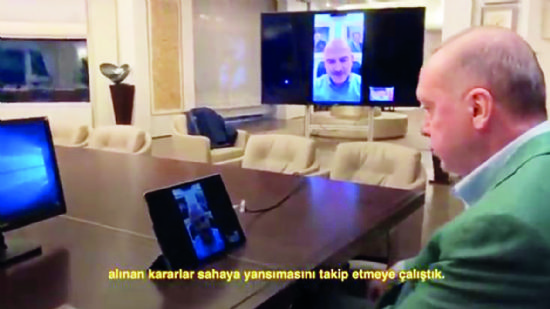 Cumhurbakan bakanlarla video konferansta grt