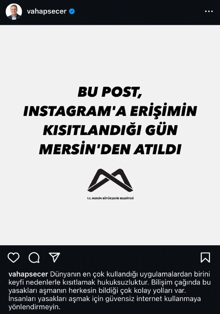 Vahap Seerden instagram yasana protesto