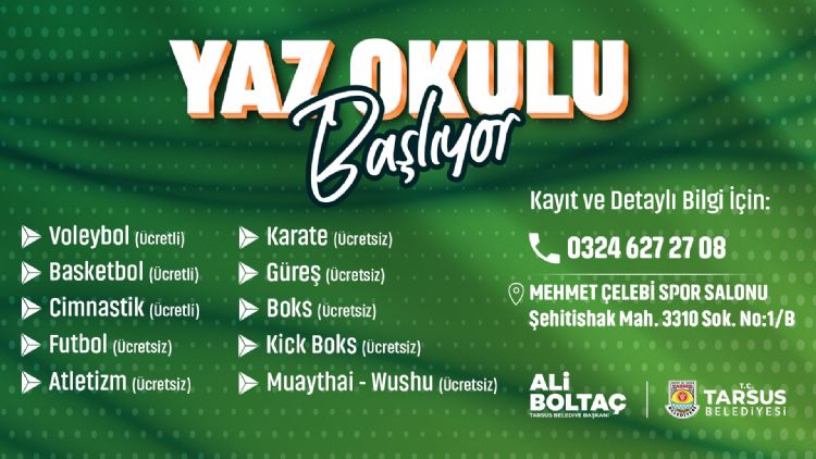 Tarsus Belediyesi yaz spor kurslar balad